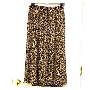 Pleated Midi Leopard Print